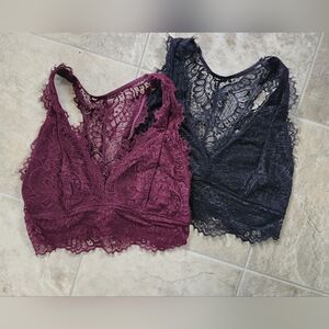 Forever 21 Boho Lace Racerback Bralettes (set of 2) - Size Medium